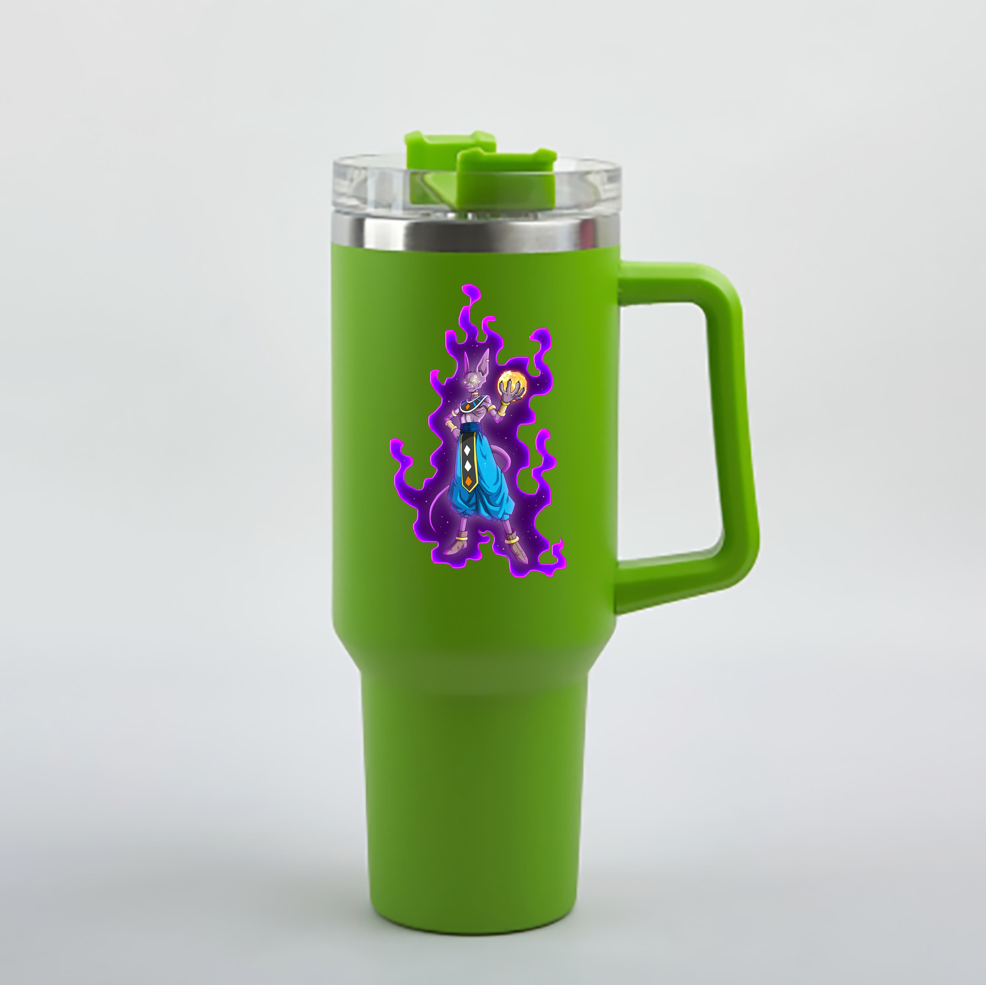 （画像用） ドラゴンボール ビルス 破壊神ビルス DRAGON BALL Beerus Birusu 1200mL車用タンブラー - クリスタルステッカー（プラスチックストロー付き）